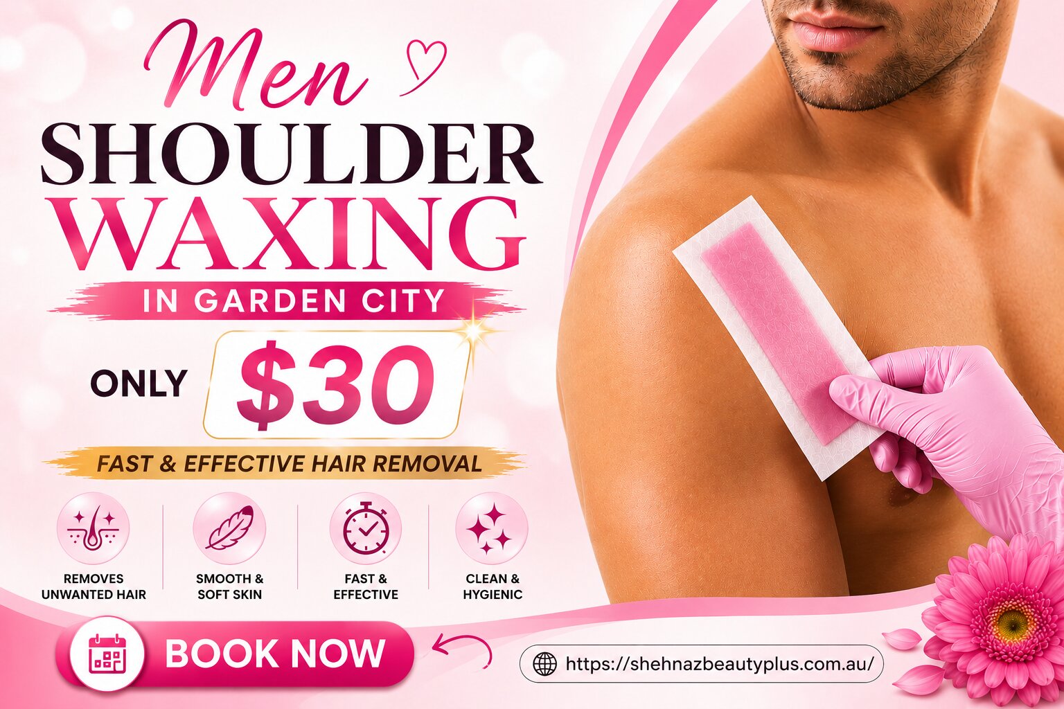 Men Shoulder Waxing in Garden City